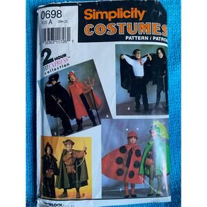Simplicity sewing pattern  0698 kids vampire zorro robin hood costume